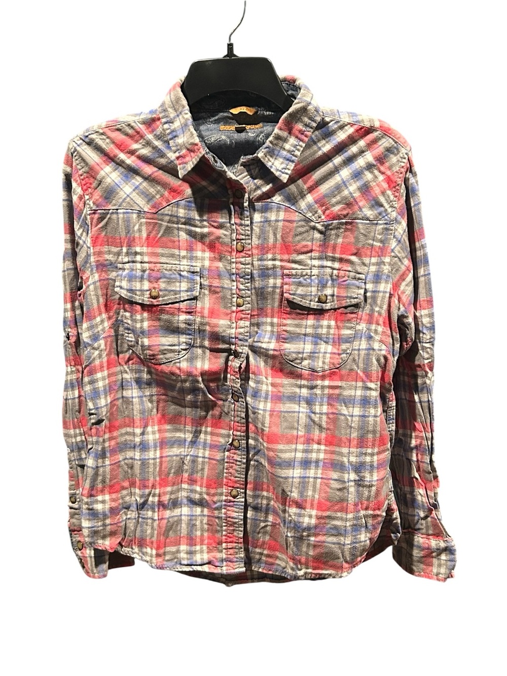 JACHS Girlfriend Bea Plaid Western Shirt Women's Medium M Pearl Snap Flannel